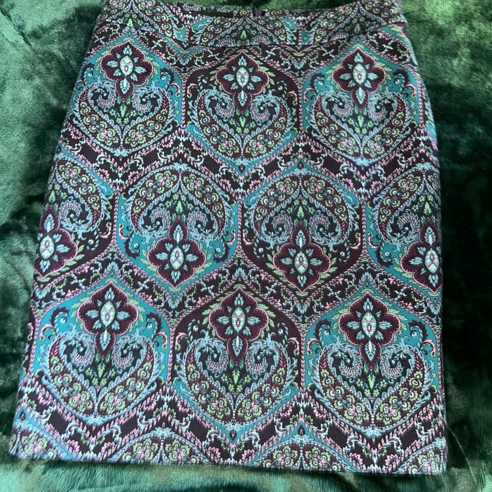 Talbots Petites Straight Pencil Skirt-Knee Length-Paisley Print 8P